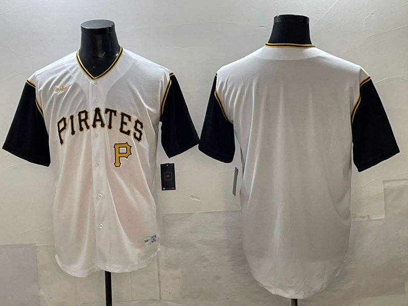 Men Pittsburgh Pirates Blank White Throwback Nike MLB 2025 Jersey 04